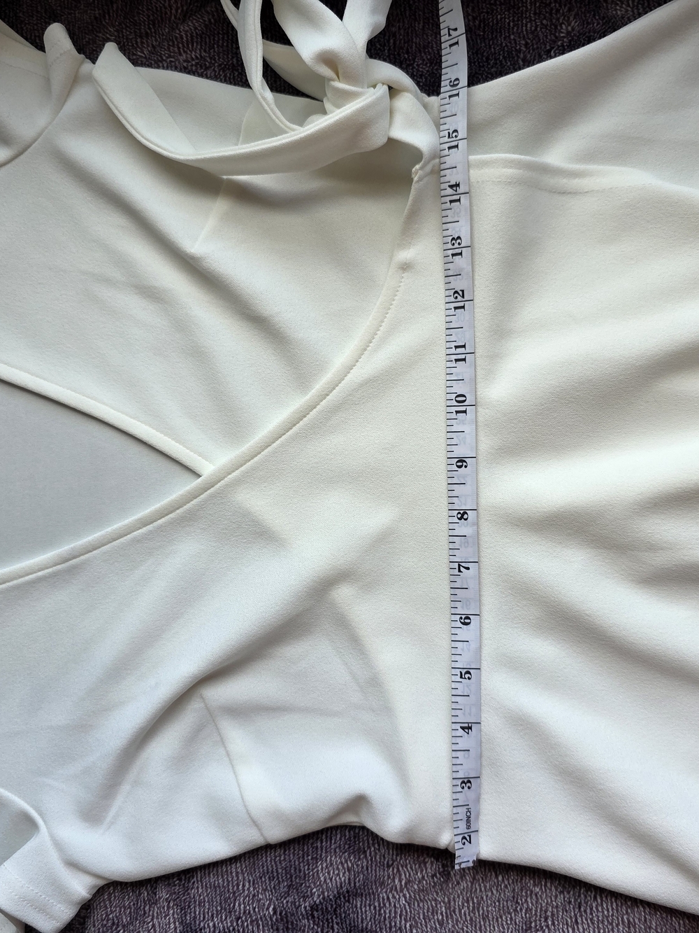 Revamped Ivory Faux Wrap Midi Dress | XL | Short Sleeve Tie Waist - Picture 6 of 10